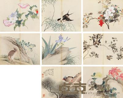  仿南田花鸟 册页 （八开） 设色纸本 24×31cm×8