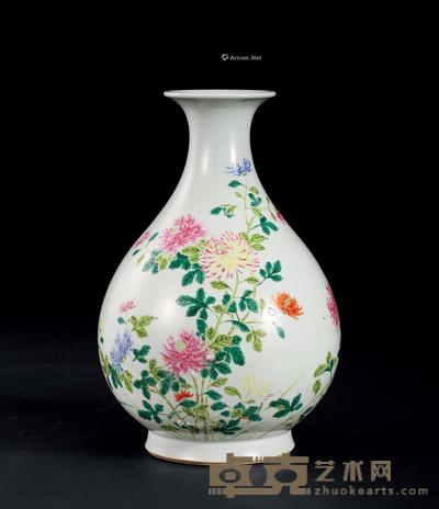  清 粉彩花卉纹玉壶春瓶 高26.5cm