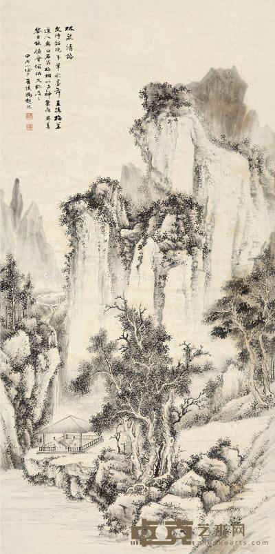  甲戌（1934）年作 林泉清话 镜片 水墨纸本 130×64cm