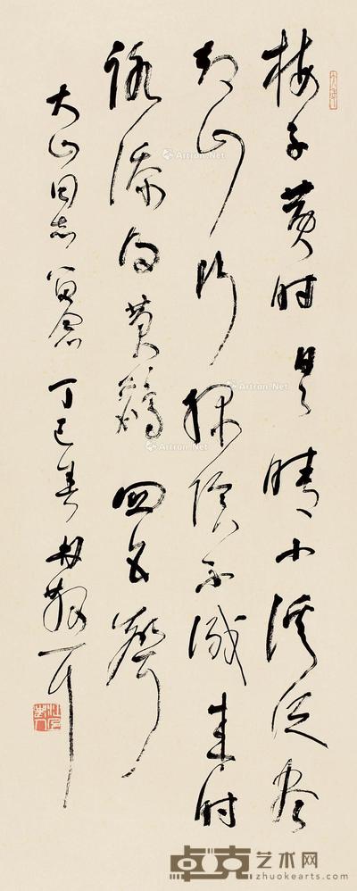  丁巳（1977）年作 行书“曾几诗” 镜片 纸本 85×34cm