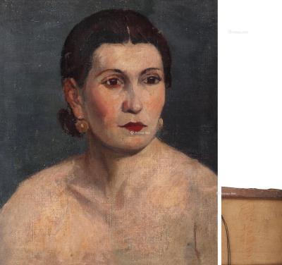  1930年代作 女人头像 布面油画