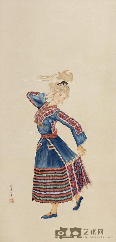 起舞 立轴 设色纸本 66×32cm