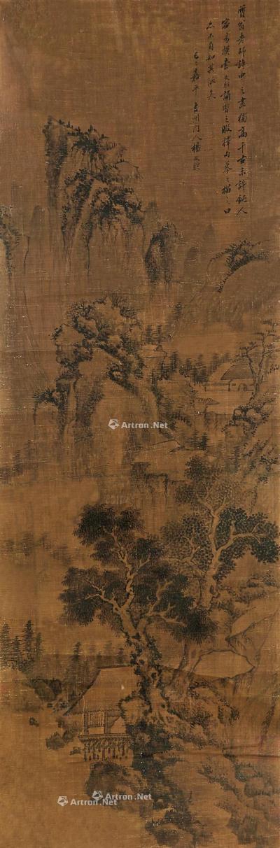  己巳（1629）年作 山居图 镜框 水墨绢本