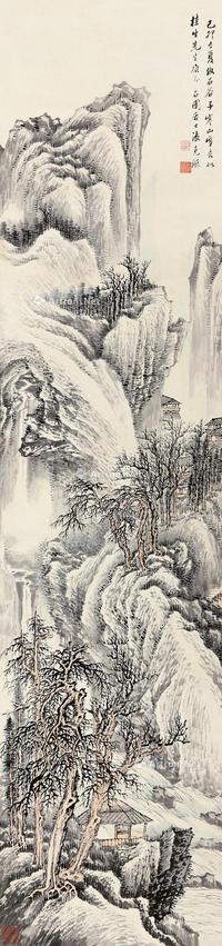  己卯（1939）年作 寒山雪意 镜片 设色纸本