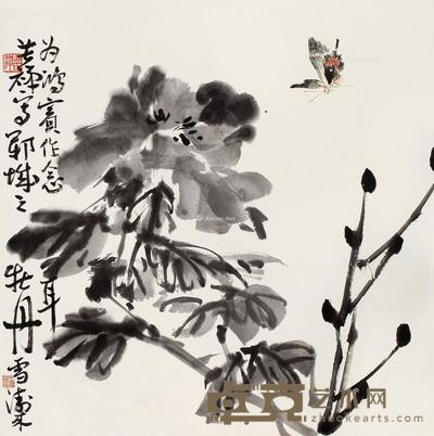  花蝶图 立轴 水墨纸本 52×51cm