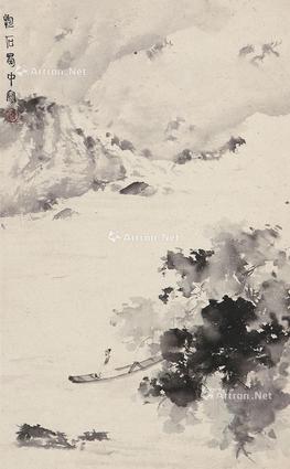  泛舟图 立轴 设色纸本