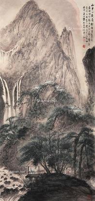  山中一夜雨 立轴 设色纸本