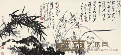  兰花 横轴 水墨纸本 137×62cm