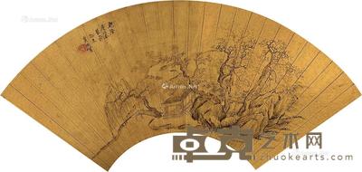 山水 扇面 泥金纸本 52×19cm