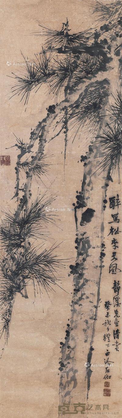  松来天风 镜心 水墨纸本 102×30cm