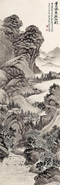  1942年作 夏山欲雨图 立轴 纸本设色