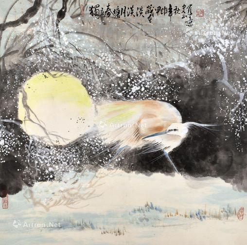  甲申（2004年）作 花鸟 镜框 设色纸本