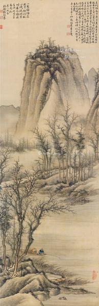  山水 镜片 绢本