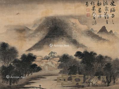  山水 镜心 设色绢本 46×34cm