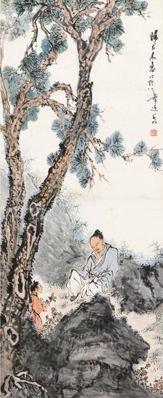  山水人物 立轴 纸本
