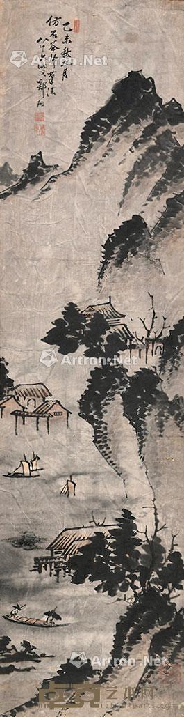 水墨山水 立轴 水墨纸本 174×45cm