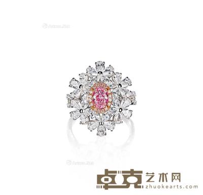  53分椭圆形切割彩粉钻（Faint Pink）配钻石戒指 --