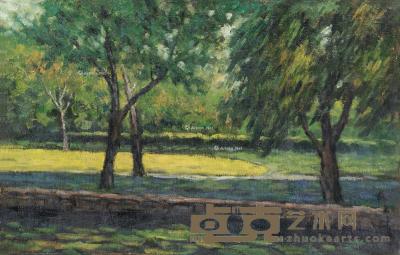  1963年作 柳浪公园 布面 油画 35×55cm