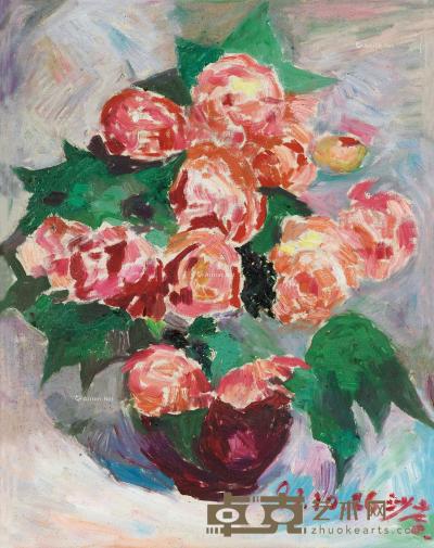  1992年作 玫瑰花 布面 油画 42×32.5cm