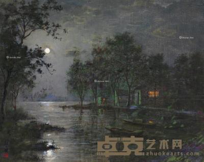  月下清辉 布面 油画 34×43cm