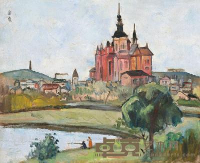  史塔尔桑教堂 布面 油画 54×67cm