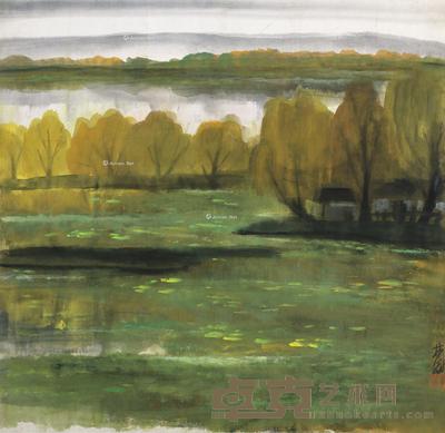秋 纸本 彩墨 66.5×68.5cm