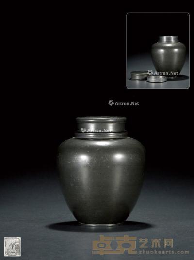  昭和时期·锡制茶叶罐 21×18cm