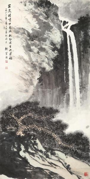  松泉图 镜片 设色纸本