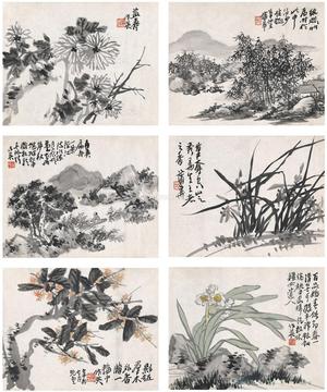  小景六帧 （六帧） 画心 设色纸本·水墨纸本