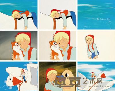  《尼尔斯骑鹅旅行记》 动画线稿及赛璐璐片 （十二帧） 纸本 赛璐璐片 23.5×26.5cm×12
