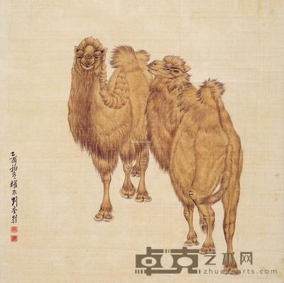 双驼 立轴 设色纸本 38×37.5cm