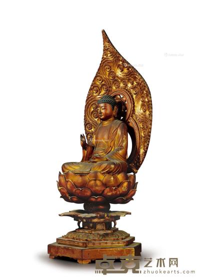  江户时期 木胎金漆释迦牟尼佛坐像 高78cm