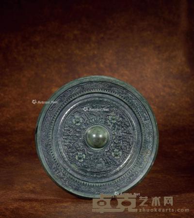  汉 青铜四乳升仙铭文镜 直径22.5cm
