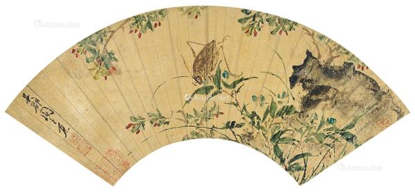  花卉草虫 立轴 纸本