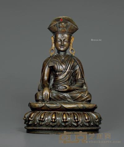  十七世纪 铜止贡巴坐像 高32.5cm