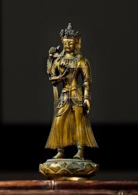  十八世纪 铜鎏金莲花手观音立像（蒙古）