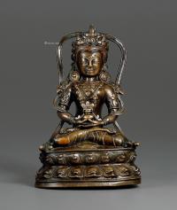  十三世纪 合金铜嵌银眼无量寿佛坐像