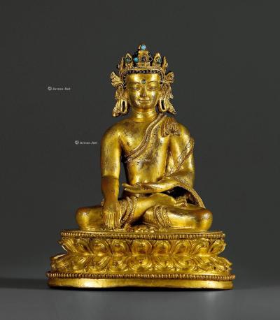  十六世纪 铜鎏金宝冠释迦坐像