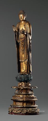  江户时期 木胎漆金释迦立像