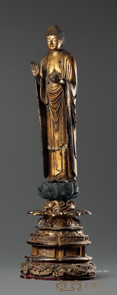  江户时期 木胎漆金释迦立像 高141cm