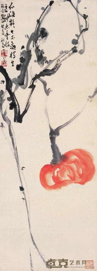 瓜瓞绵绵 立轴 设色纸本 94.5×34cm