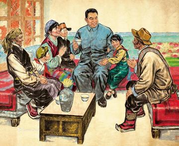  民族领袖华主席 纸本 彩墨
