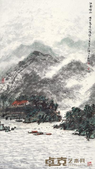 江南烟雨 立轴 设色纸本 89×50cm