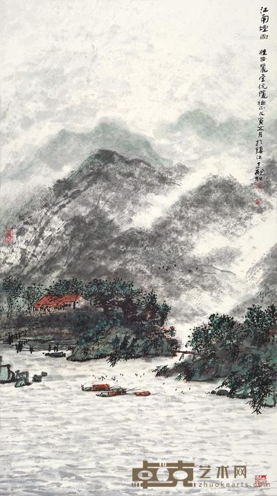  江南烟雨 立轴 设色纸本 89×50cm