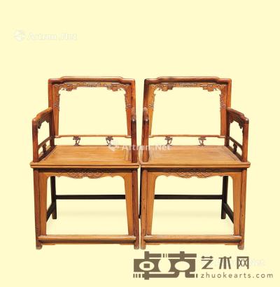  清 黄花梨玫瑰椅 （一对） 高93cm