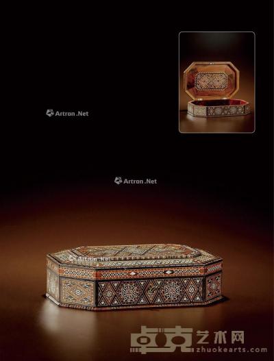  1880年制 阿拉伯风格珍珠贝母镶嵌首饰盒 高29cm；长19cm；宽7cm