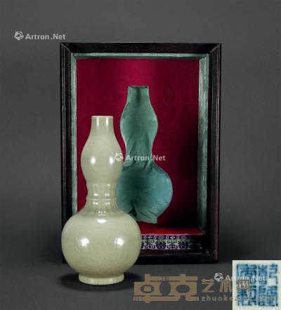  清·乾隆 仿官釉葫芦瓶 高16.5cm