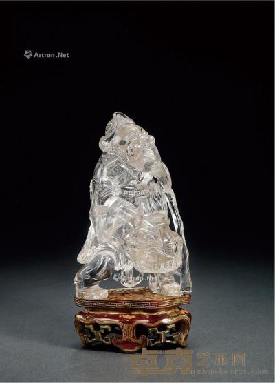  清早期·水晶雕渔翁得利摆件 带座高19.7cm；高15.8cm