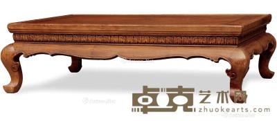  明·黄花梨莲瓣纹独板炕桌 高28.5cm；长98.6cm；宽67.8cm