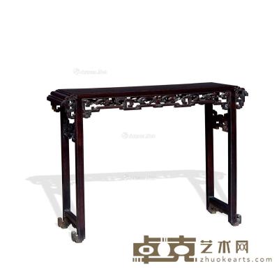  清·紫檀雕拐子龙纹琴桌 高79.5cm；长106cm；宽36cm